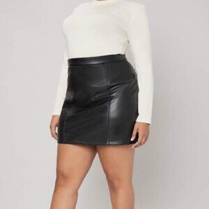 SHEIN Privé Plus High Waist PU Leather Skirt